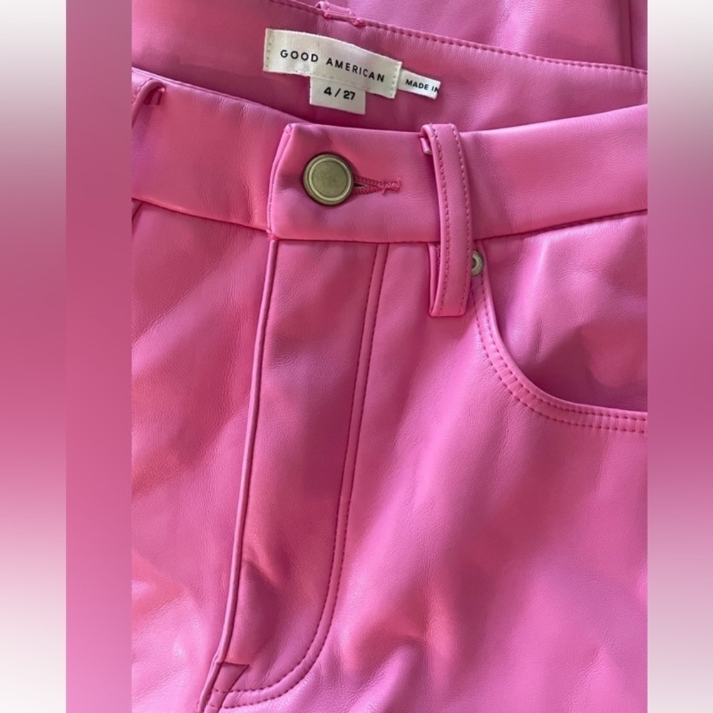 Good American Good Icon Faux Leather Pants💕SOLD OUT💕Barbie Core Pink Size 4/27 - Picture 12 of 12